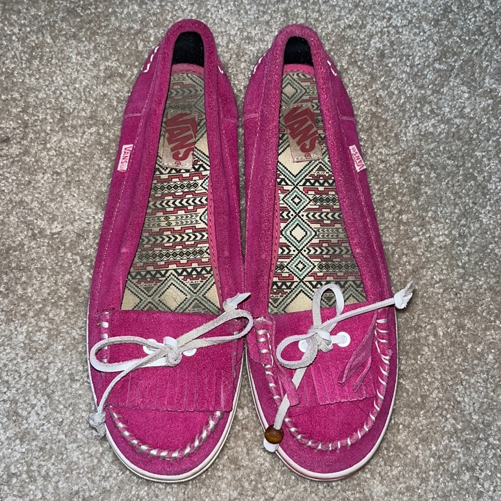 Vans Hot Pink Suede Leather Moccasin Slip-on Shoes